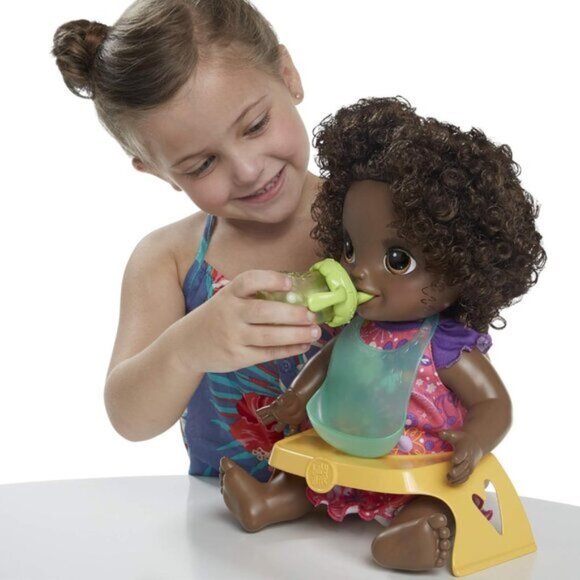 New in Box Talking Baby Alive Happy Hungry Baby Black Curly Hair Doll for Age 3+ - Picture 5 of 16